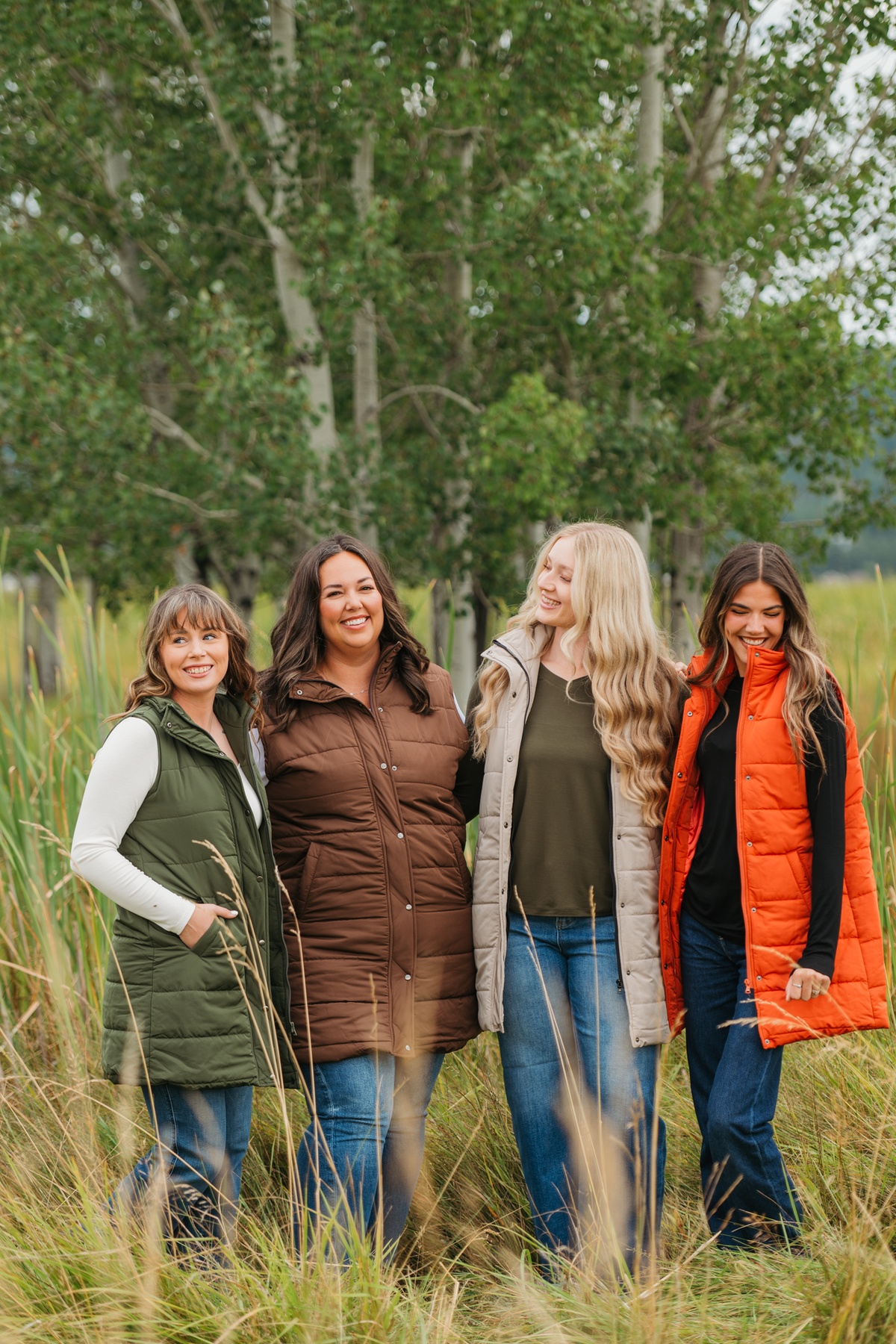 Harlow Long Vest Dual Pockets Pumpkin Zipper Button Outerwear by Michelle Mae