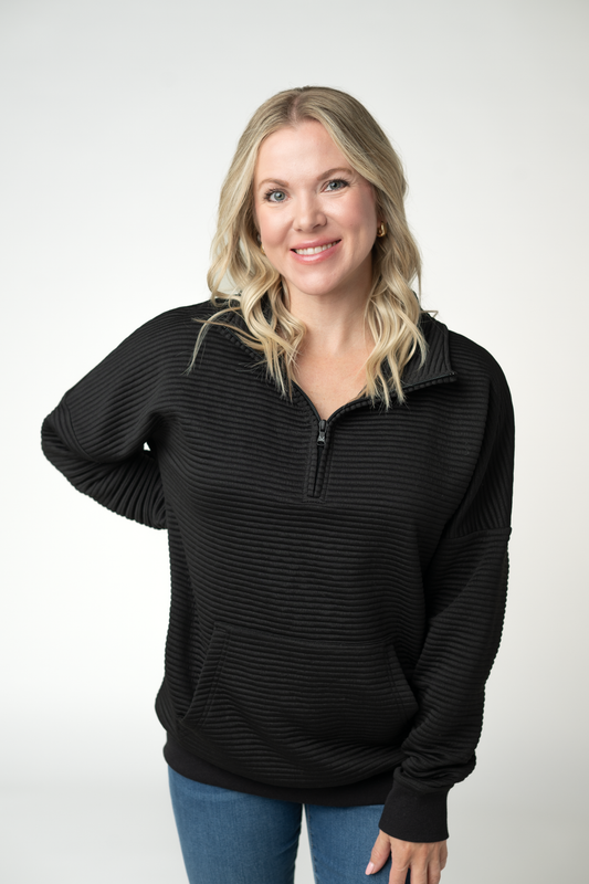 IN STOCK Tatum Quarter Zip - Black by Michelle Mae
