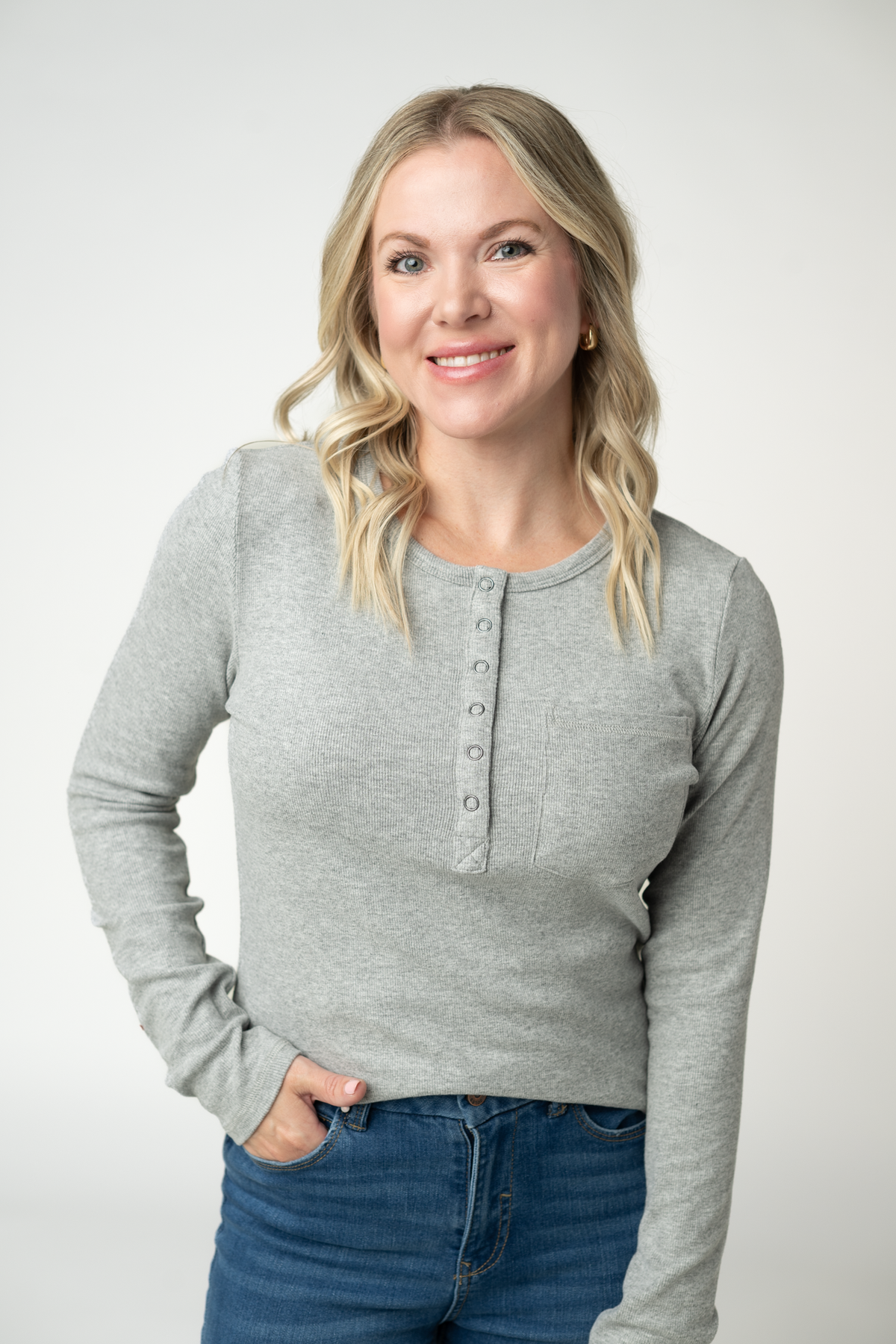 IN STOCK Georgia Long Sleeve Top - Light Grey by Michelle Mae