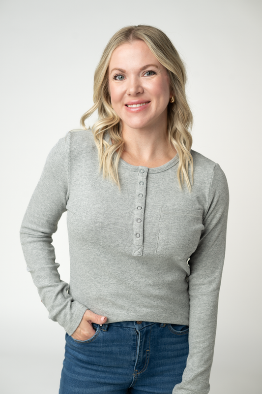 IN STOCK Georgia Long Sleeve Top - Light Grey by Michelle Mae