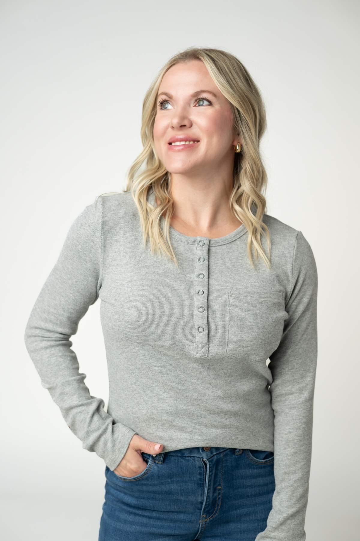 IN STOCK Georgia Long Sleeve Top - Light Grey by Michelle Mae