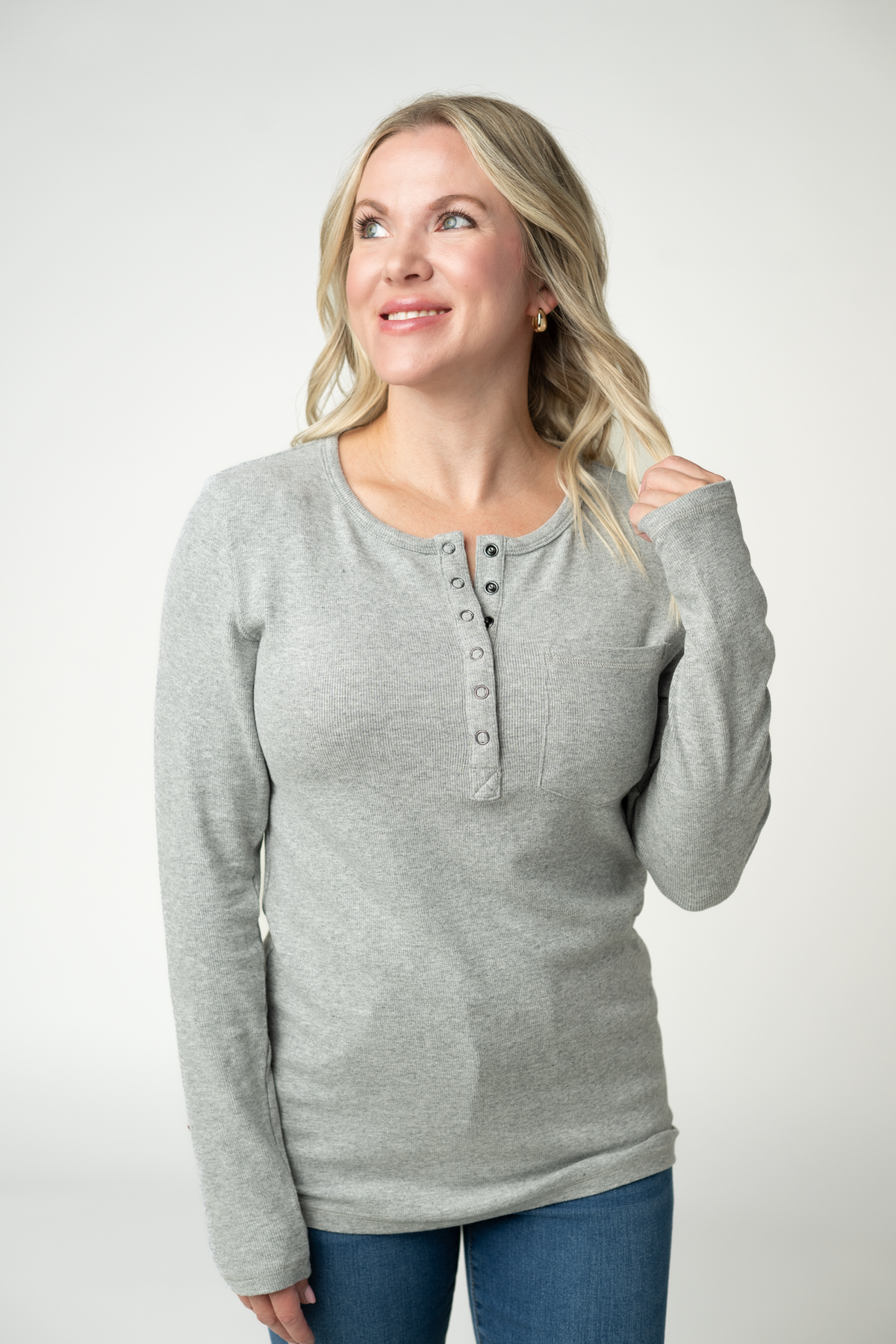 IN STOCK Georgia Long Sleeve Top - Light Grey by Michelle Mae
