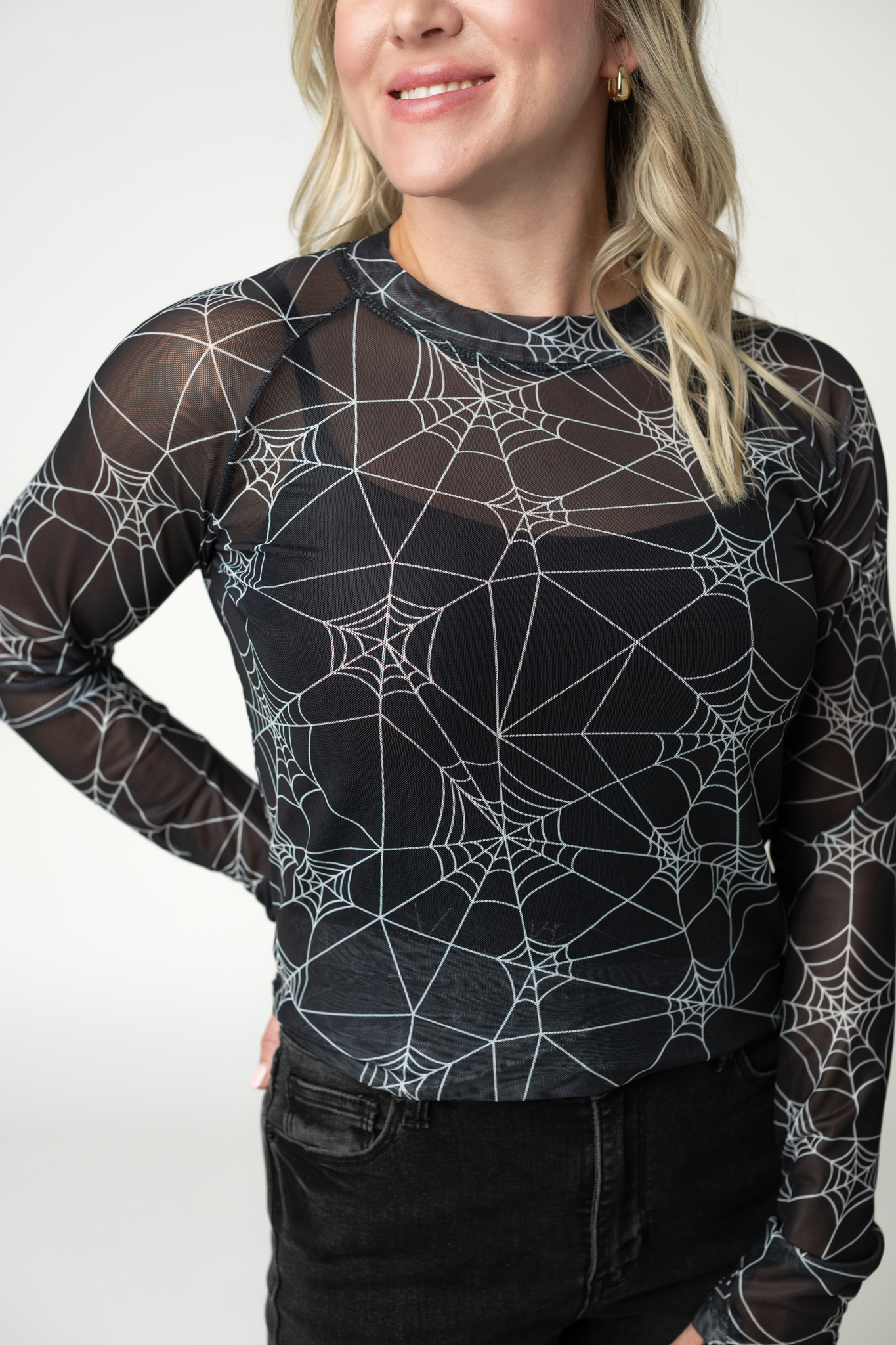 IN STOCK Blair Mesh Long Sleeve Top - Webs by Michelle Mae