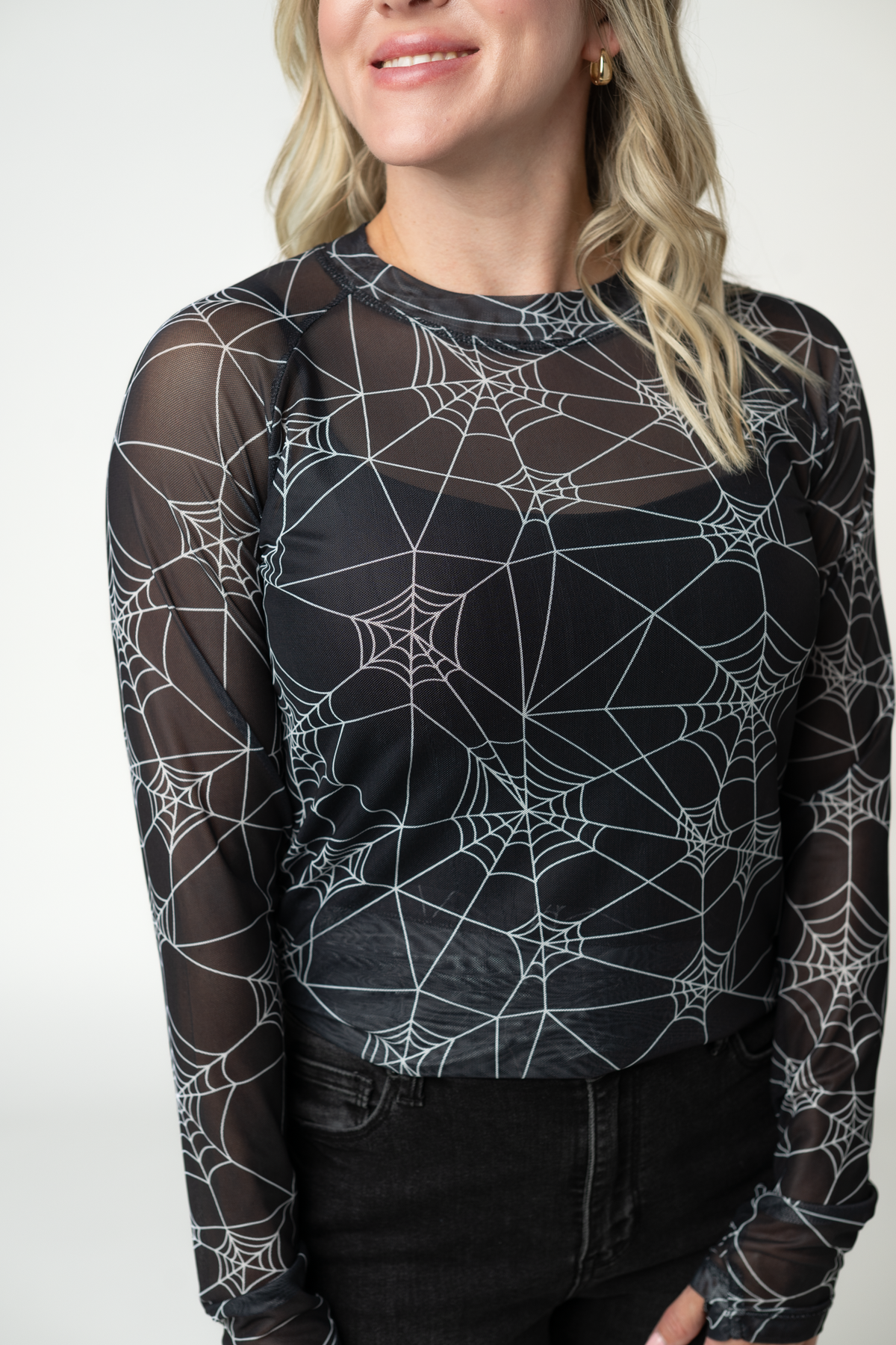 IN STOCK Blair Mesh Long Sleeve Top - Webs by Michelle Mae