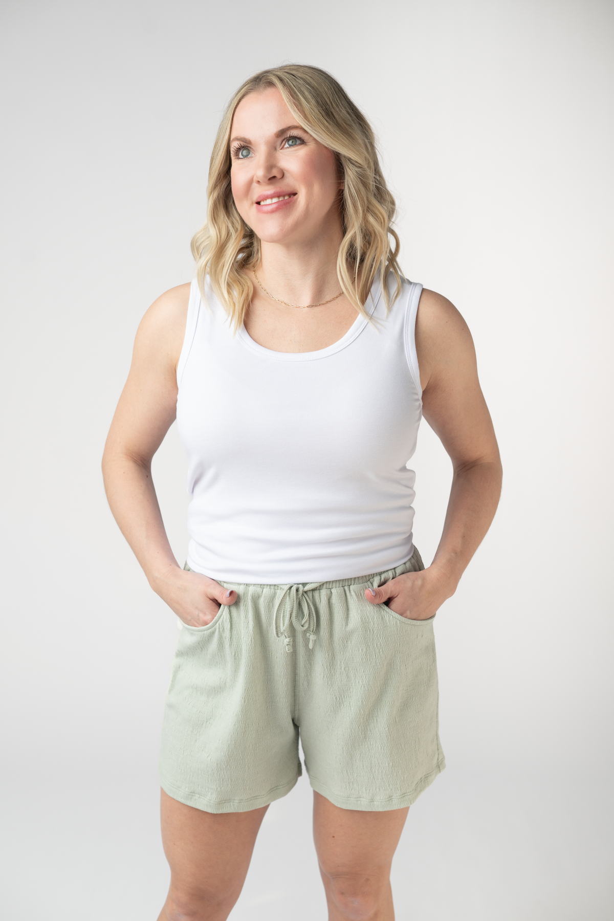 IN STOCK Candice Crinkle Shorts - Light Green FINAL SALE by Michelle Mae