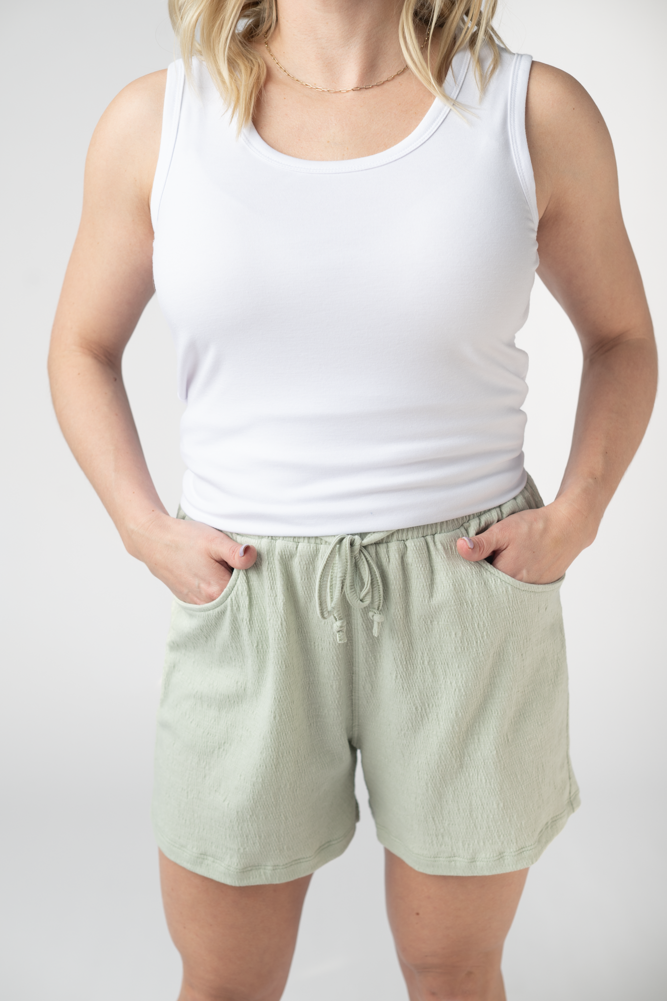 IN STOCK Candice Crinkle Shorts - Light Green FINAL SALE by Michelle Mae