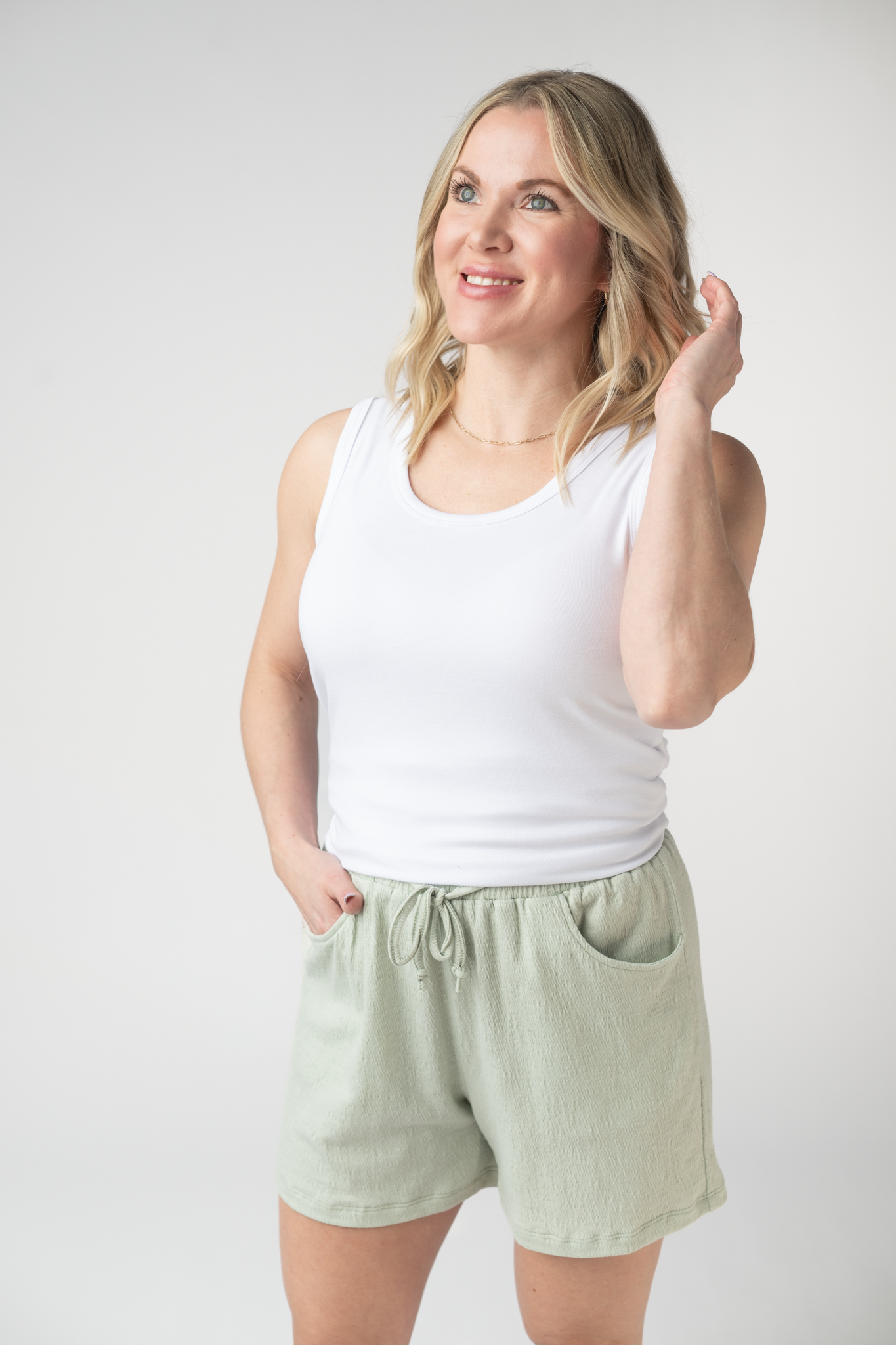 IN STOCK Candice Crinkle Shorts - Light Green FINAL SALE by Michelle Mae
