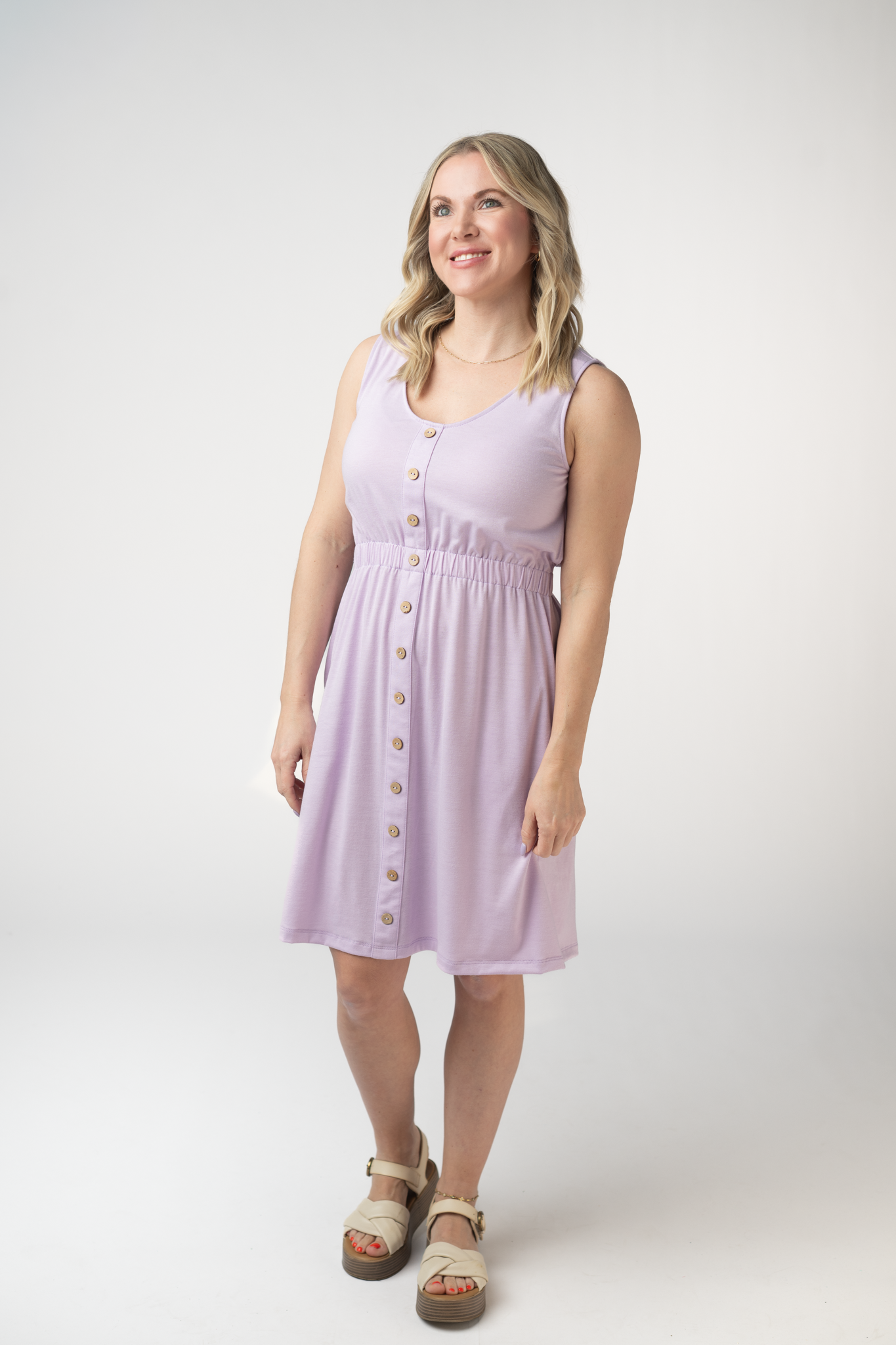 IN STOCK Beverly Button Dress - Lavender FINAL SALE by Michelle Mae