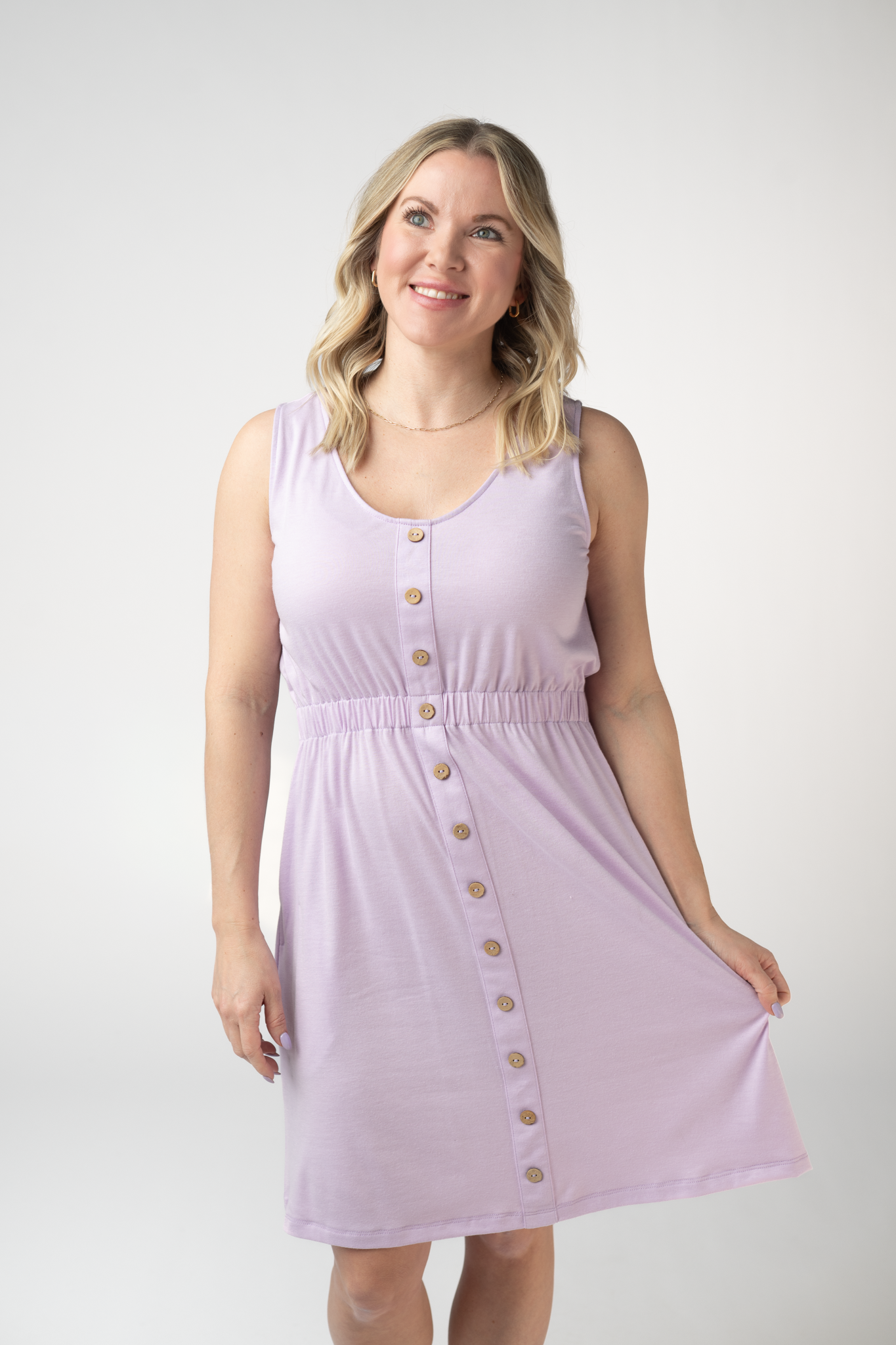 IN STOCK Beverly Button Dress - Lavender FINAL SALE by Michelle Mae