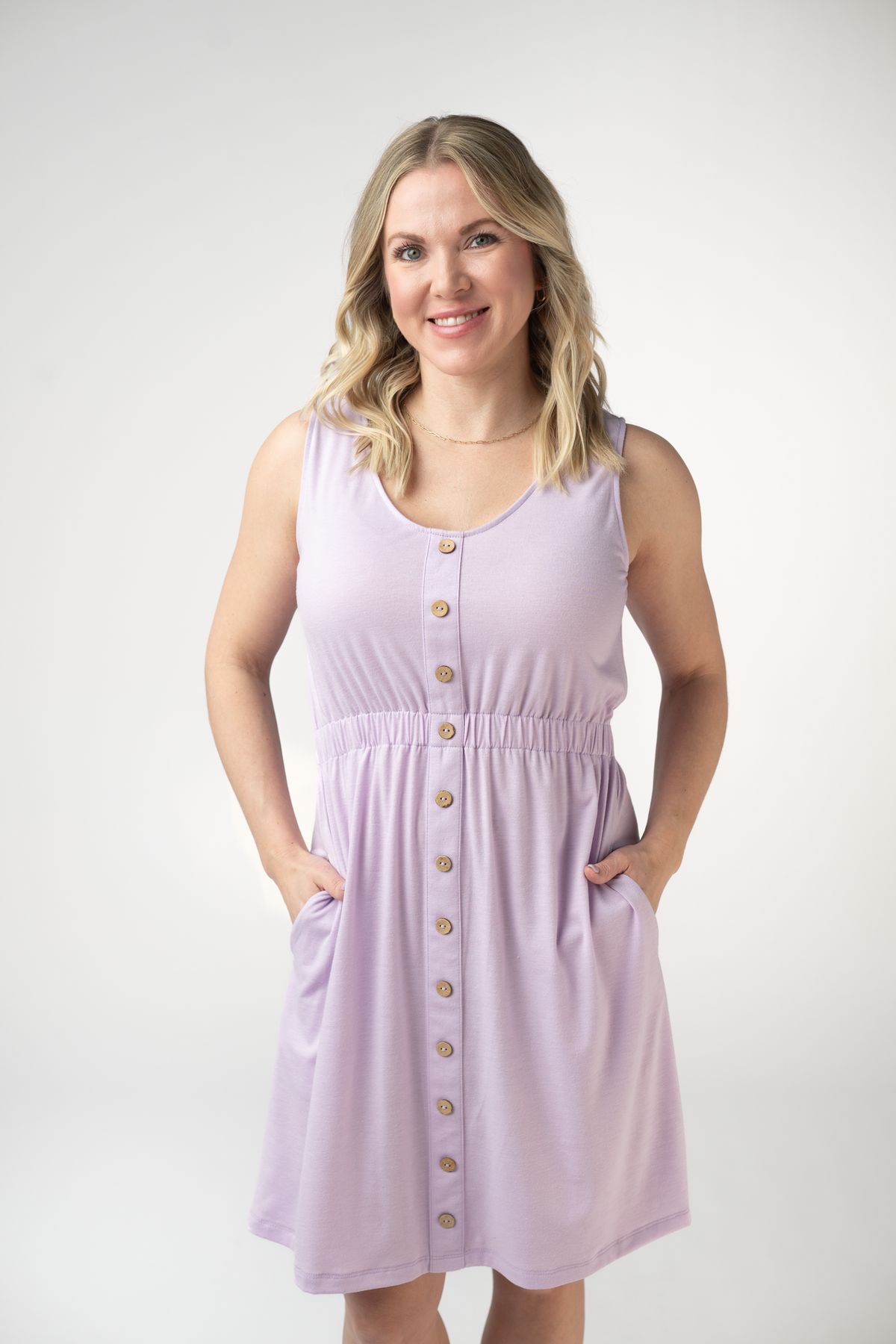 IN STOCK Beverly Button Dress - Lavender FINAL SALE by Michelle Mae