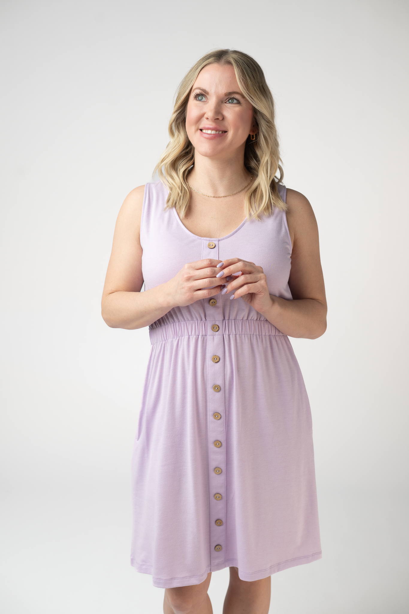 IN STOCK Beverly Button Dress - Lavender FINAL SALE by Michelle Mae