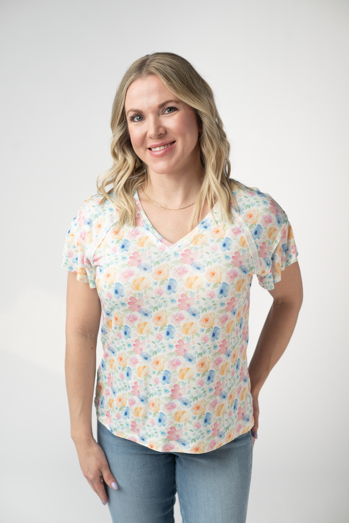 IN STOCK Raelynn V-Neck Top - Petal Gardens FINAL SALE by Michelle Mae