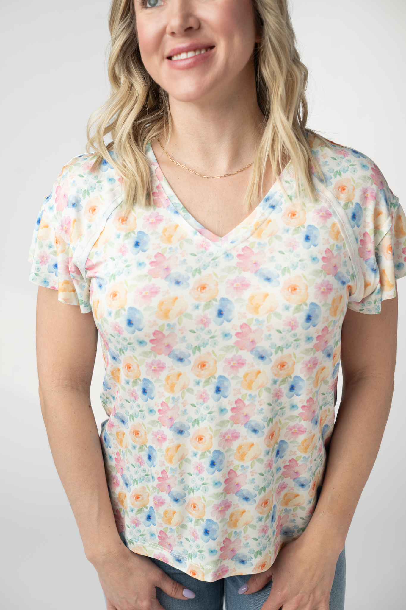 IN STOCK Raelynn V-Neck Top - Petal Gardens FINAL SALE by Michelle Mae