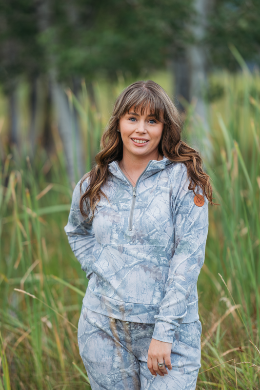 Shorter Halfzip Hoodie Fall Camo Four Way Stretch Fabric by Michelle Mae