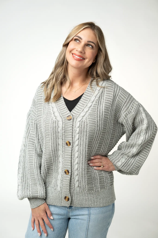 Cable Cardigan - Grey by Michelle Mae