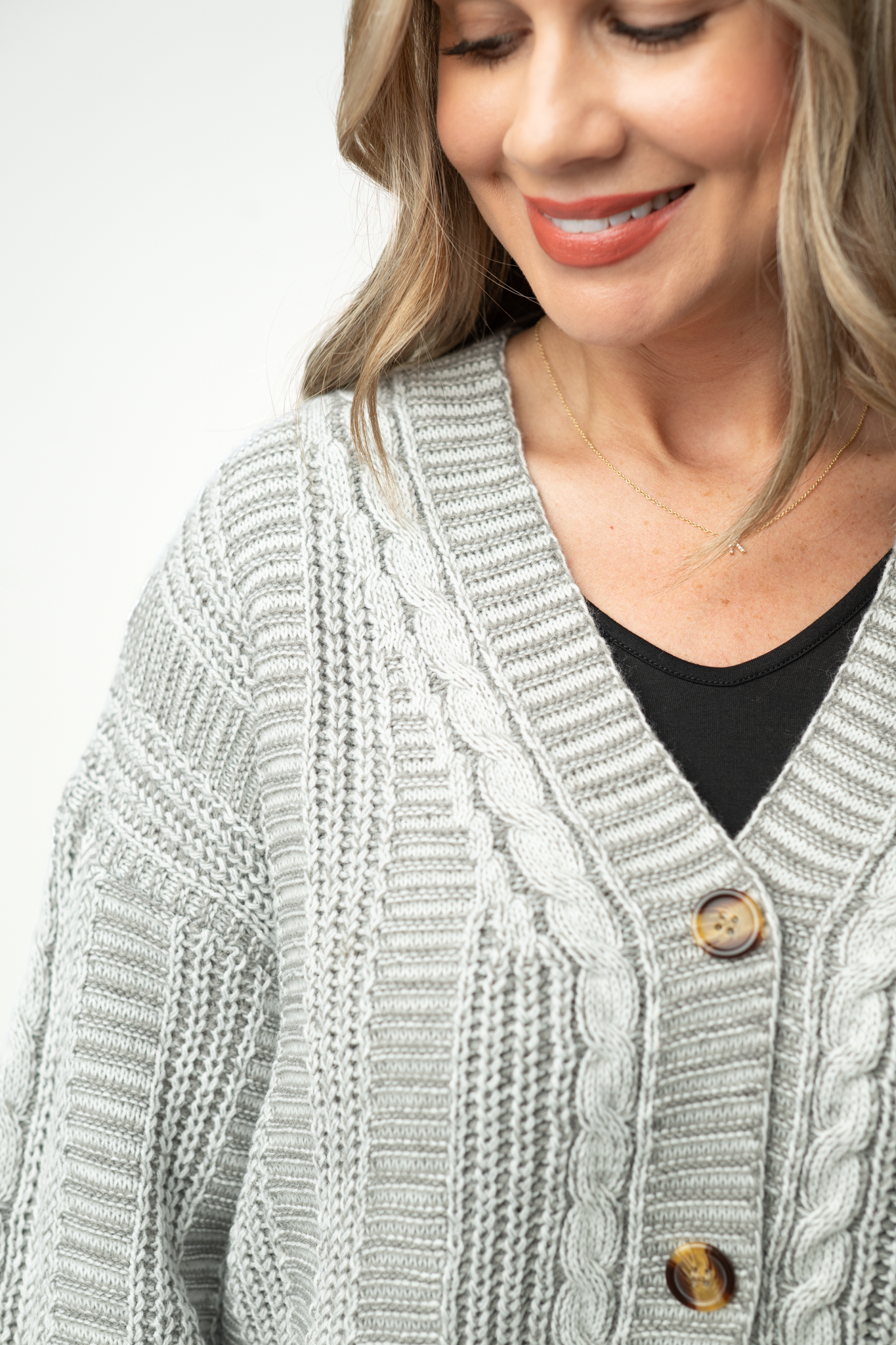 IN STOCK Cable Cardigan - Grey by Michelle Mae