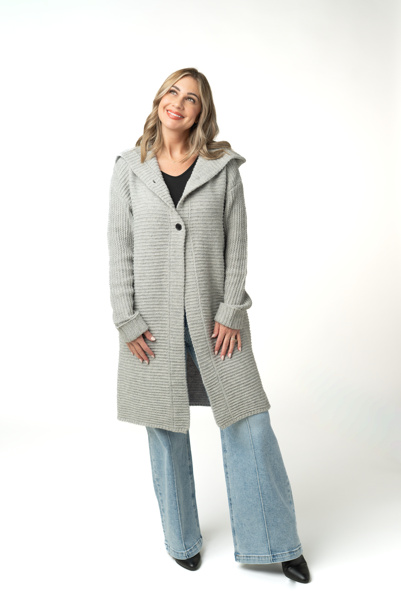 IN STOCK Lillian Long Hooded Cardigan - Grey by Michelle Mae
