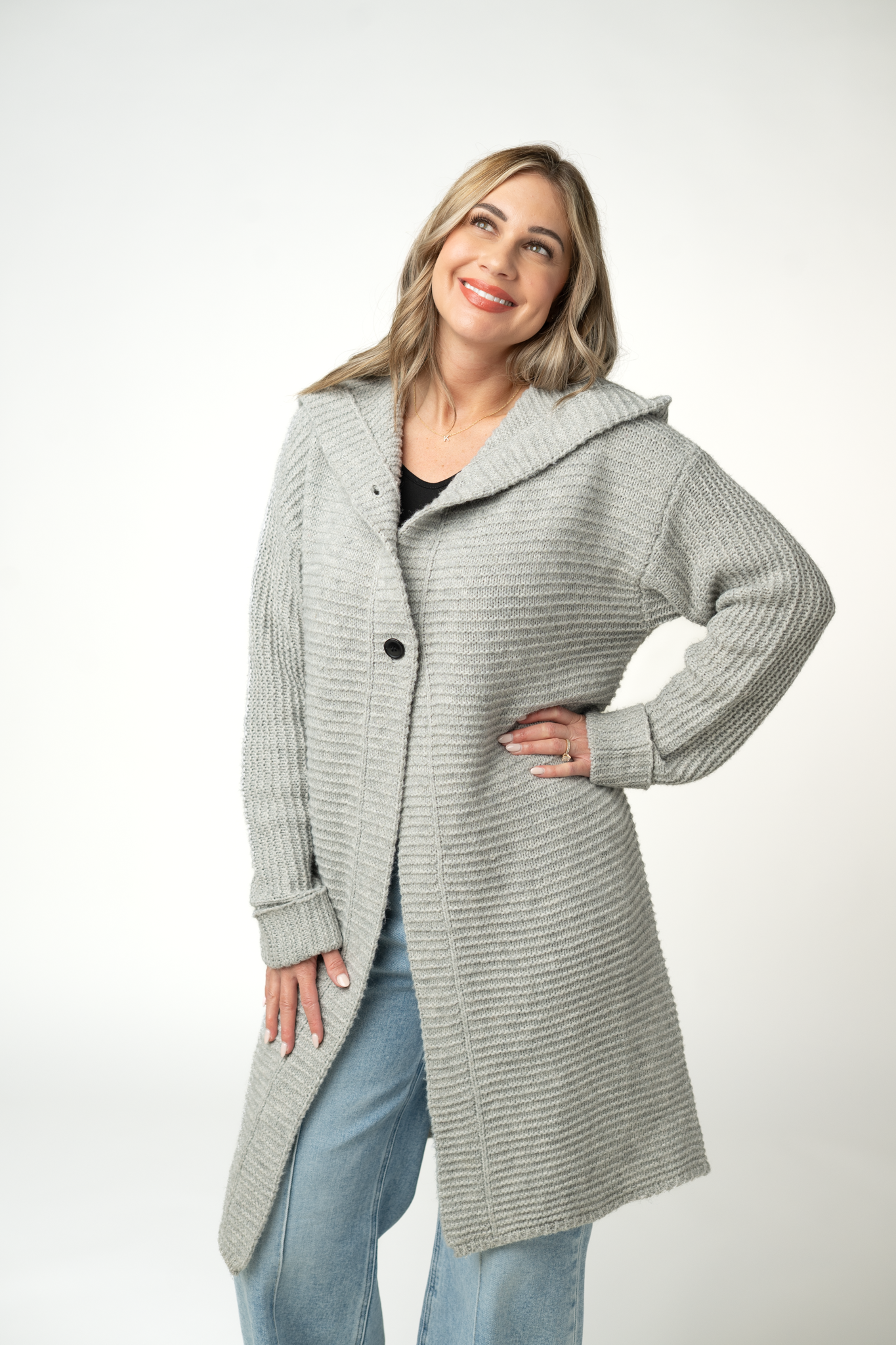 IN STOCK Lillian Long Hooded Cardigan - Grey by Michelle Mae