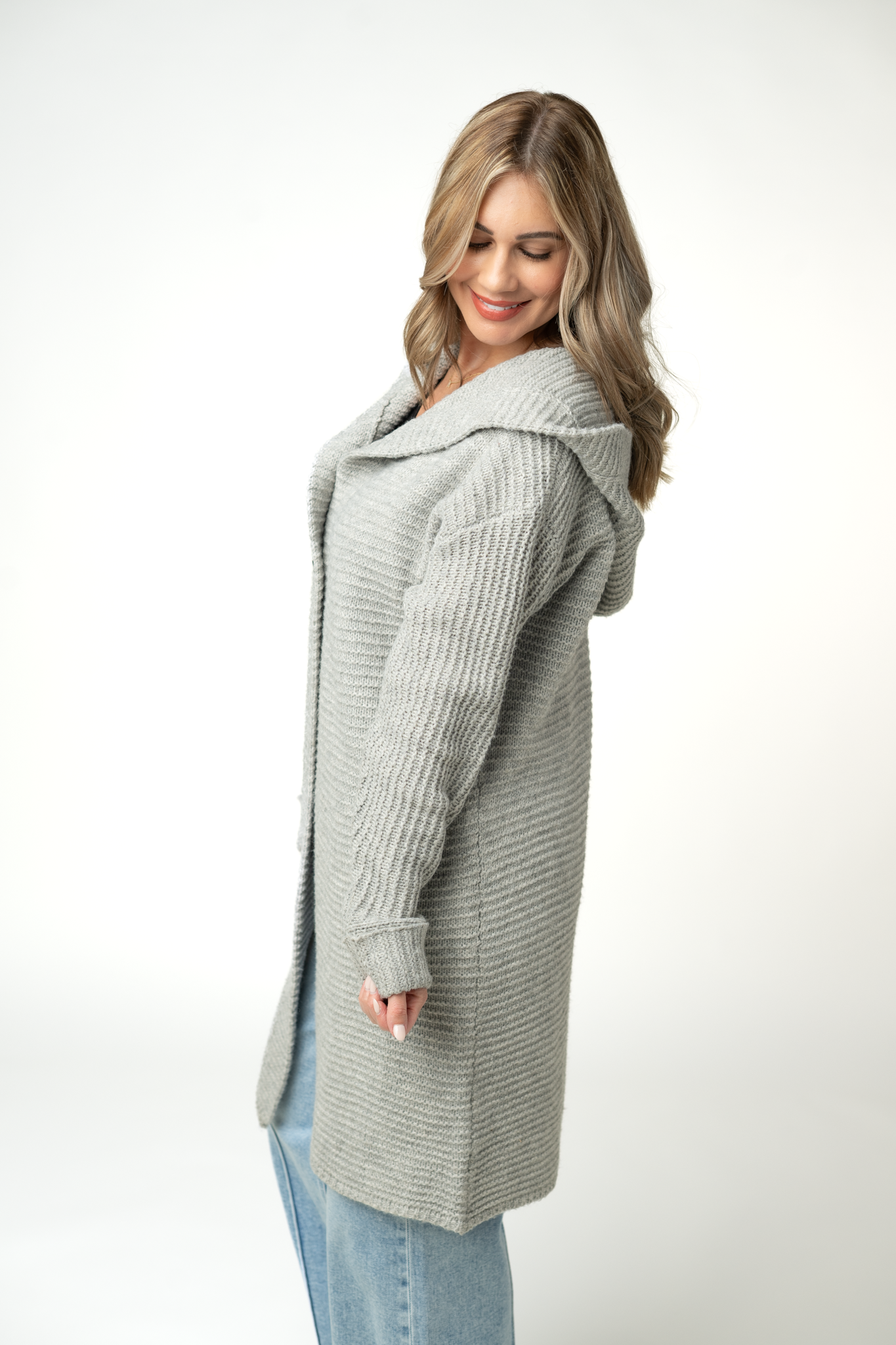 IN STOCK Lillian Long Hooded Cardigan - Grey by Michelle Mae