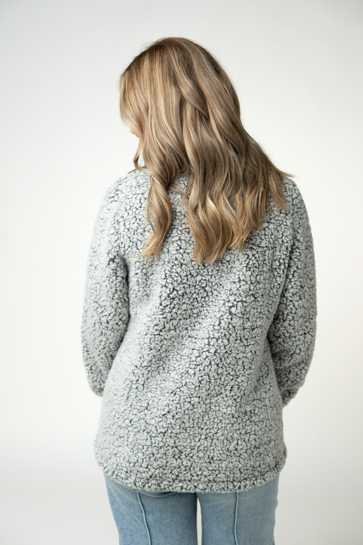 IN STOCK Two Tone Fullzip Sherpa - Charcoal and White by Michelle Mae