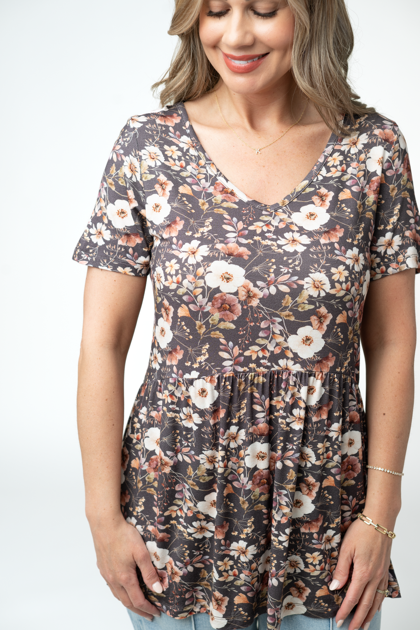 Sarah Ruffle Short Sleeve - Blushwood Floral by Michelle Mae