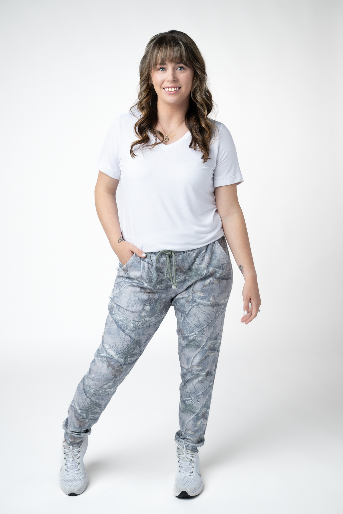 Classic Camo Joggers With Triple Stretch And Adjustable Waist by Michelle Mae