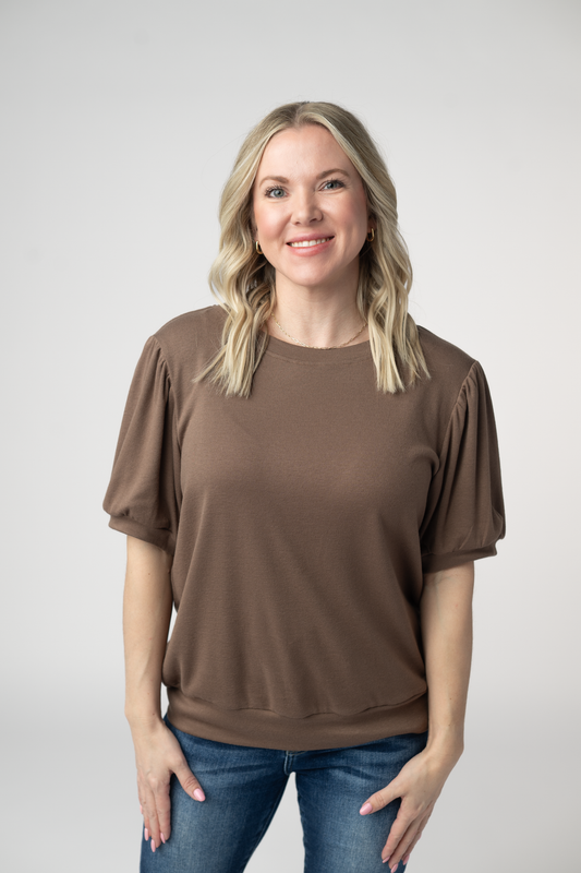 IN STOCK Katie Cozy Top - Mocha by Michelle Mae