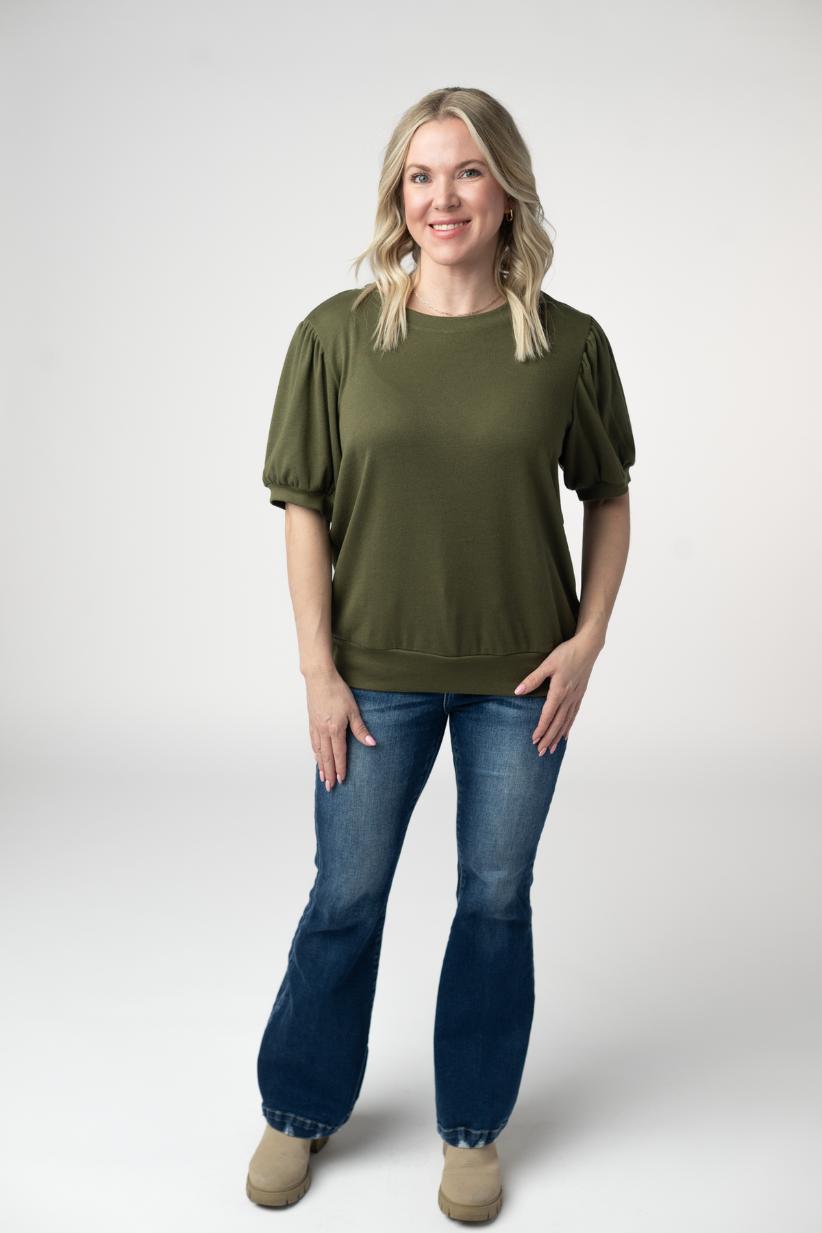 IN STOCK Katie Cozy Top - Olive by Michelle Mae