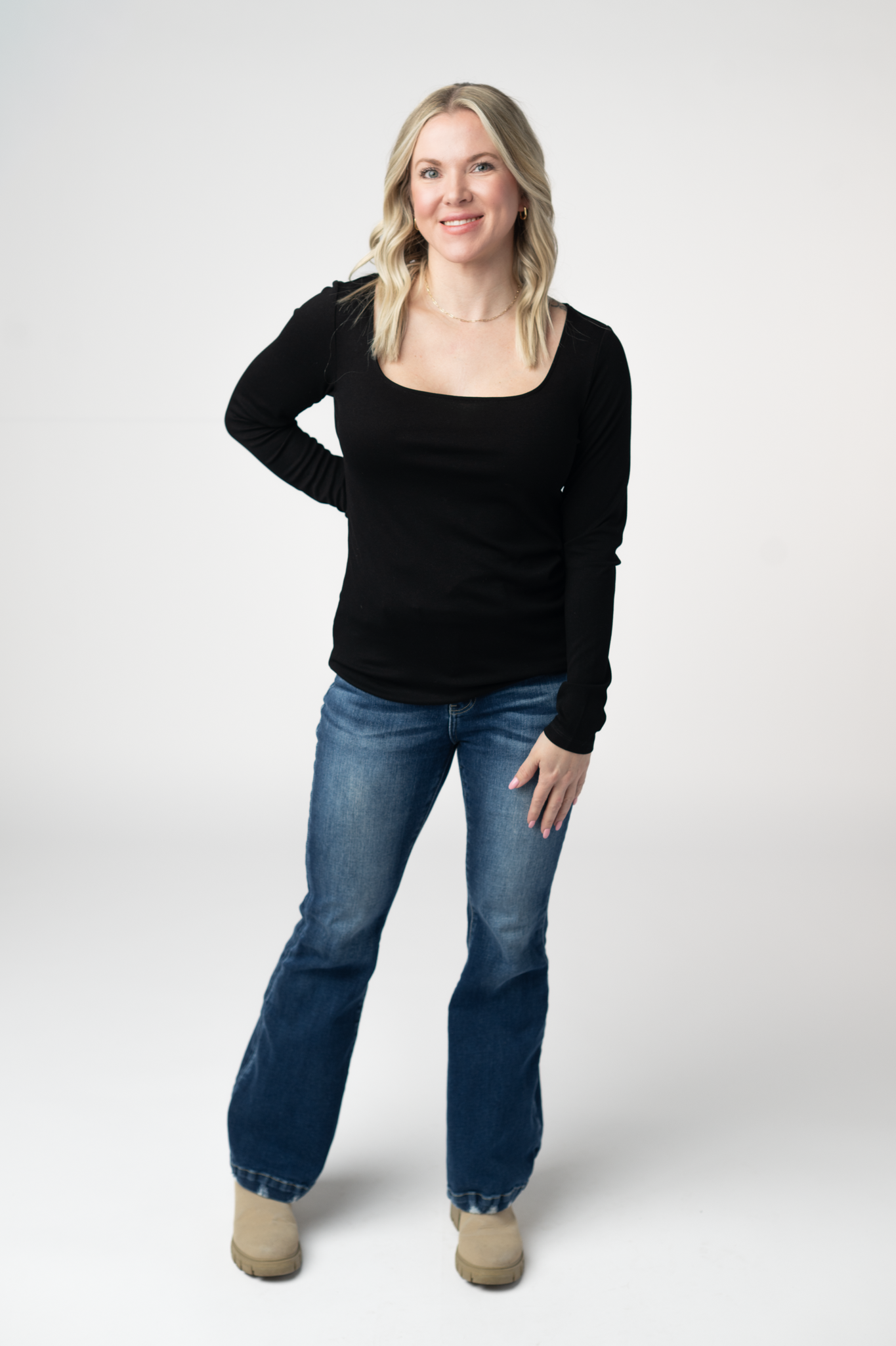 IN STOCK Alyssa Long Sleeve Top - Black by Michelle Mae