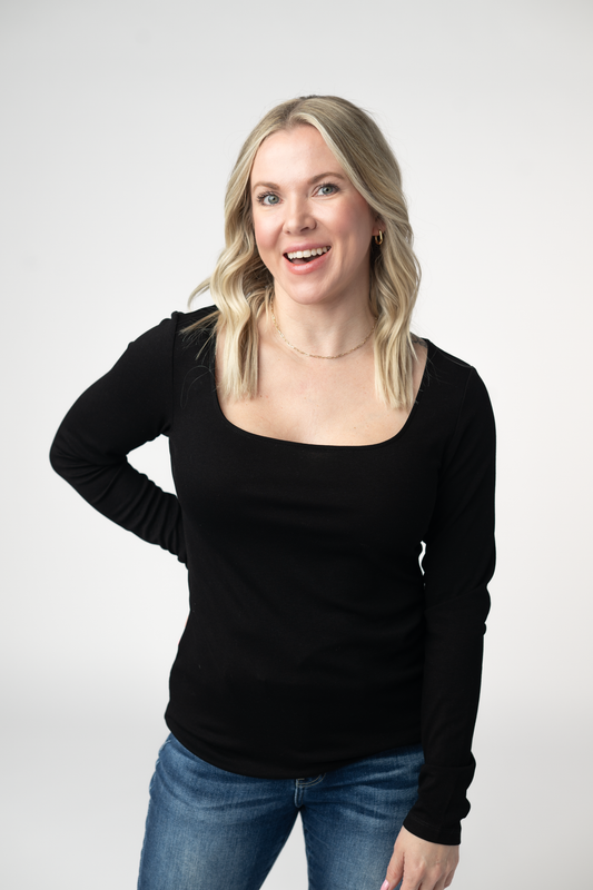 IN STOCK Alyssa Long Sleeve Top - Black by Michelle Mae