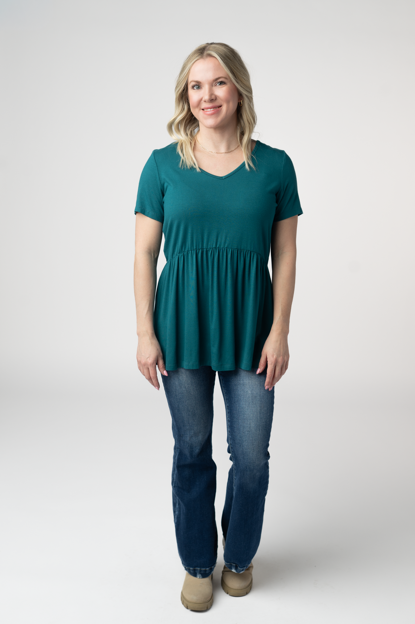 IN STOCK Sarah Ruffle Short Sleeve - Teal by Michelle Mae