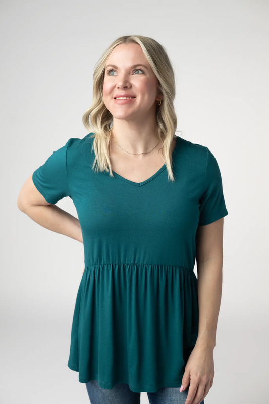 Sarah Ruffle Short Sleeve - Teal by Michelle Mae