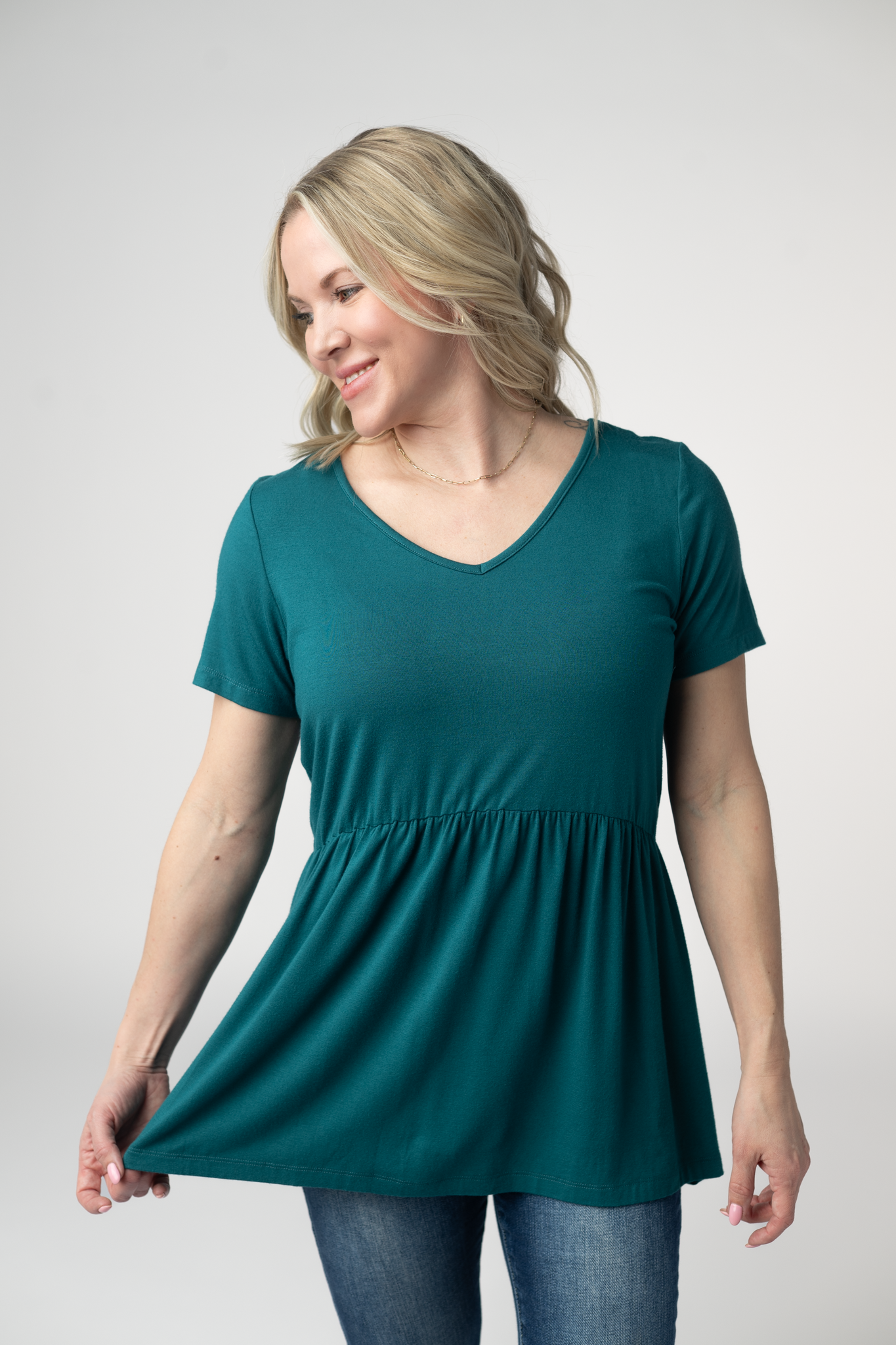 IN STOCK Sarah Ruffle Short Sleeve - Teal by Michelle Mae