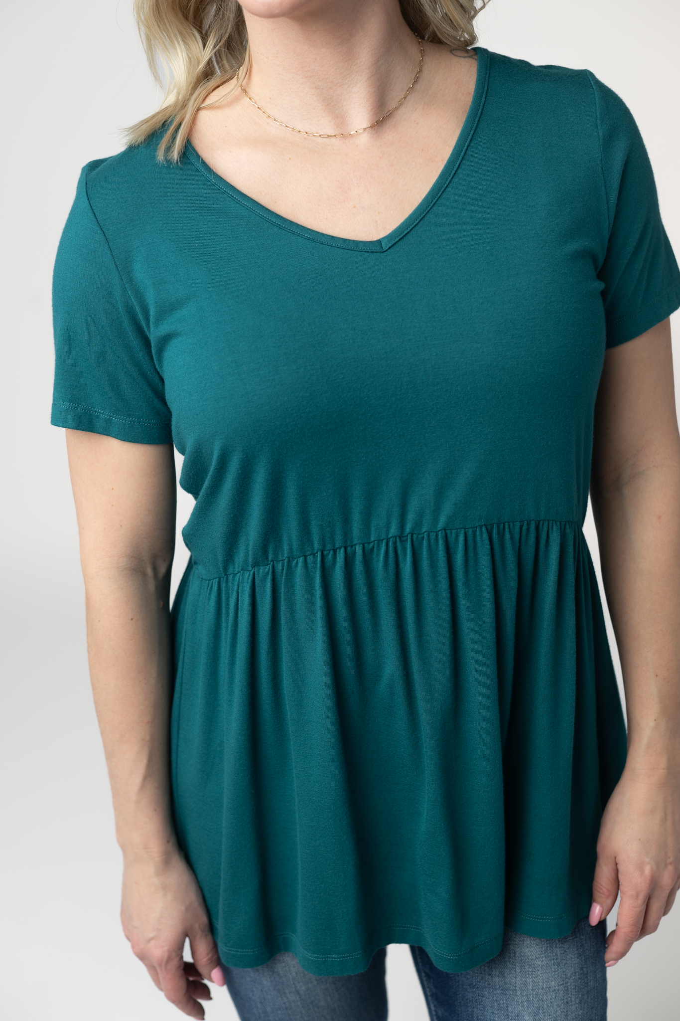 IN STOCK Sarah Ruffle Short Sleeve - Teal by Michelle Mae