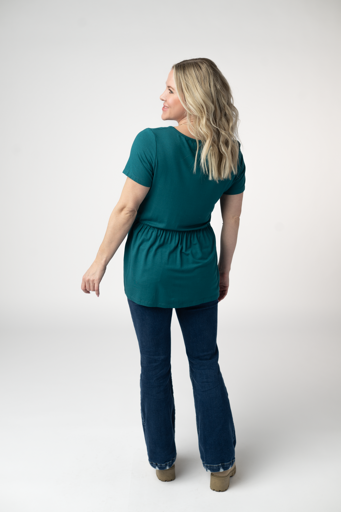IN STOCK Sarah Ruffle Short Sleeve - Teal by Michelle Mae