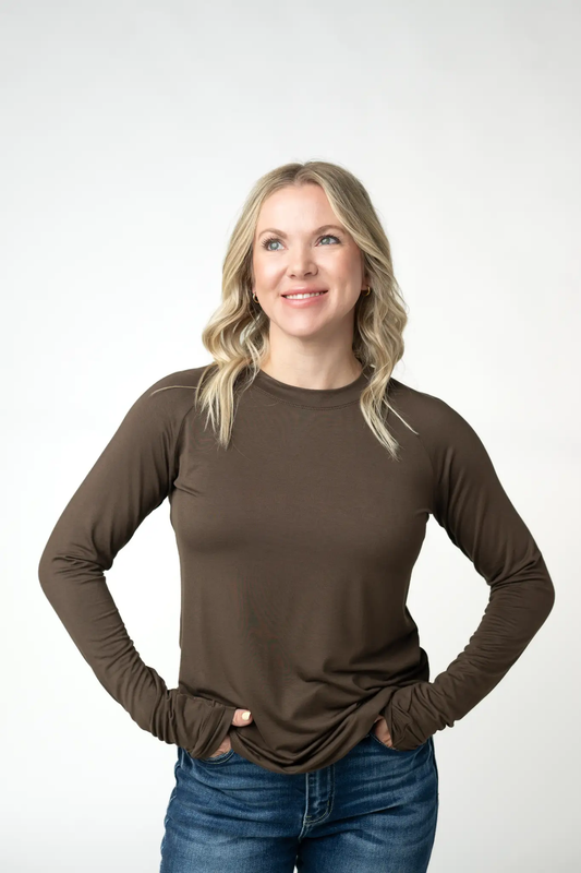 Blair Long Sleeve Top - Brown by Michelle Mae