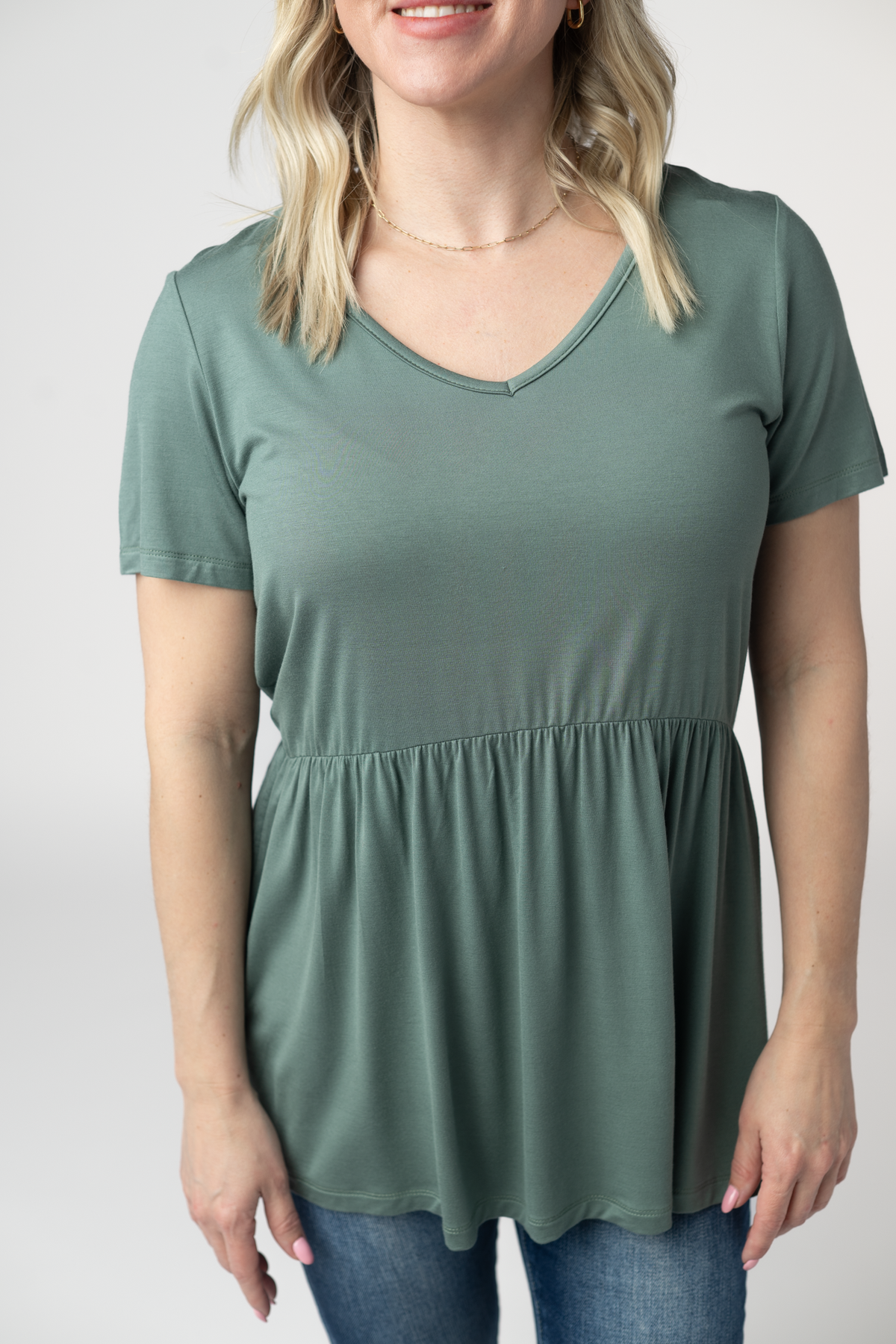 IN STOCK Sarah Ruffle Short Sleeve - Dusty Jade by Michelle Mae