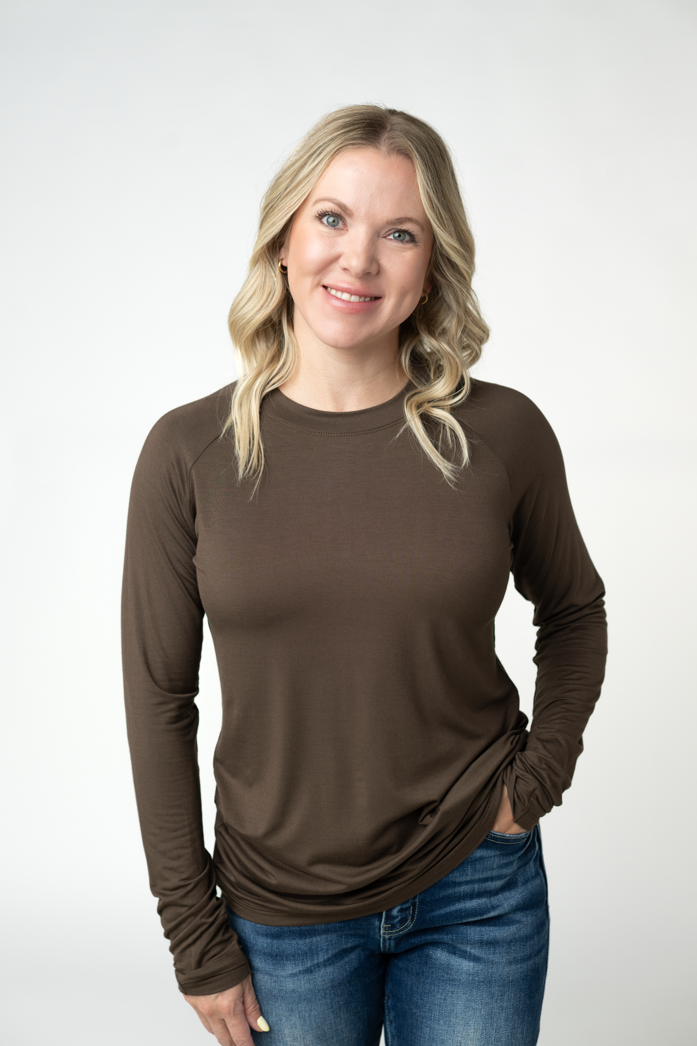 Blair Long Sleeve Top - Brown by Michelle Mae