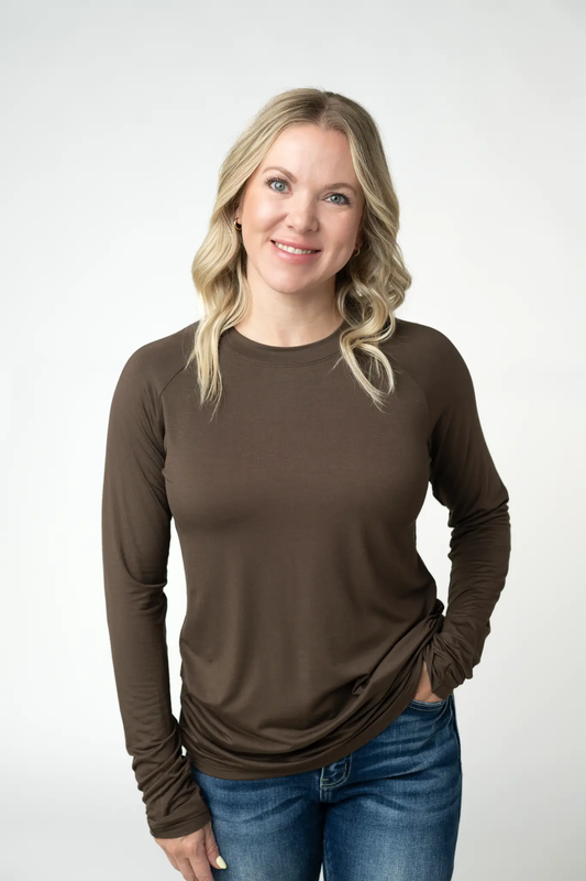 Blair Long Sleeve Top - Brown by Michelle Mae