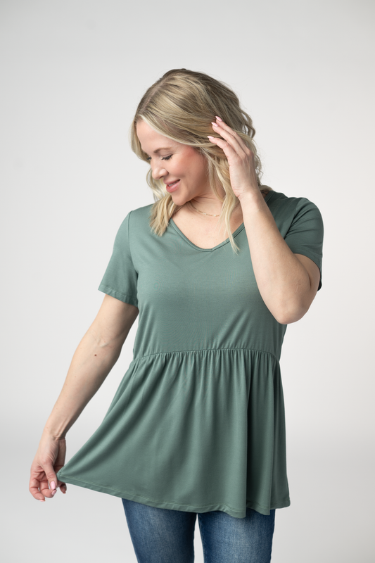 IN STOCK Sarah Ruffle Short Sleeve - Dusty Jade by Michelle Mae