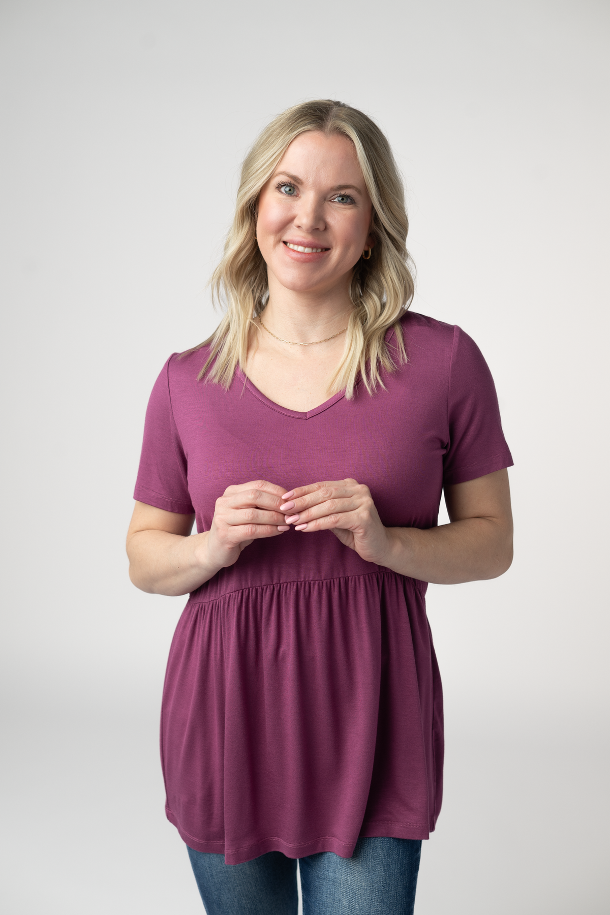 IN STOCK Sarah Ruffle Short Sleeve - Mulberry by Michelle Mae