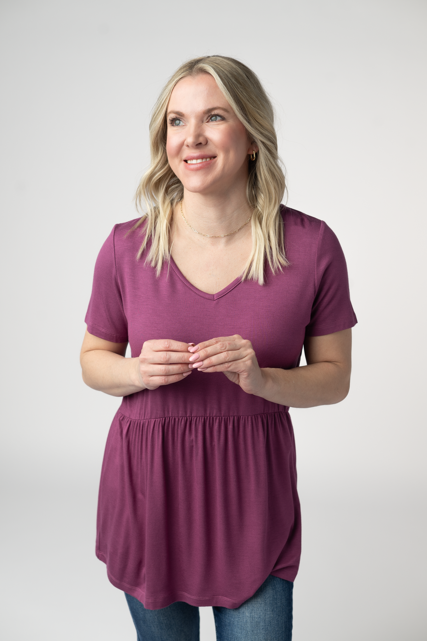 IN STOCK Sarah Ruffle Short Sleeve - Mulberry by Michelle Mae