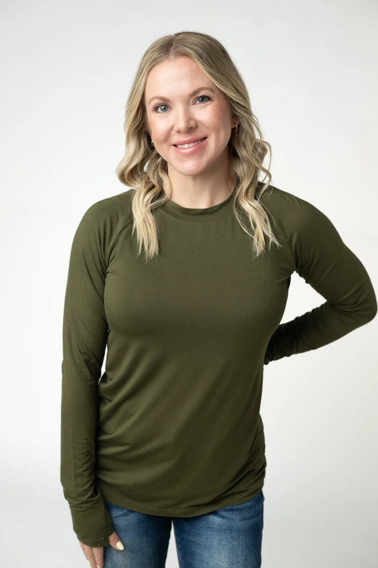 Blair Long Sleeve Top - Dark Olive by Michelle Mae