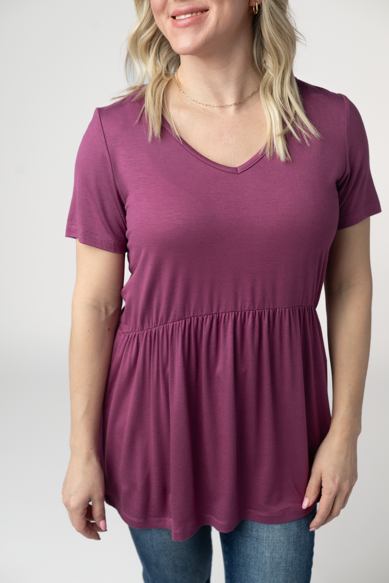 Sarah Ruffle Short Sleeve - Mulberry by Michelle Mae