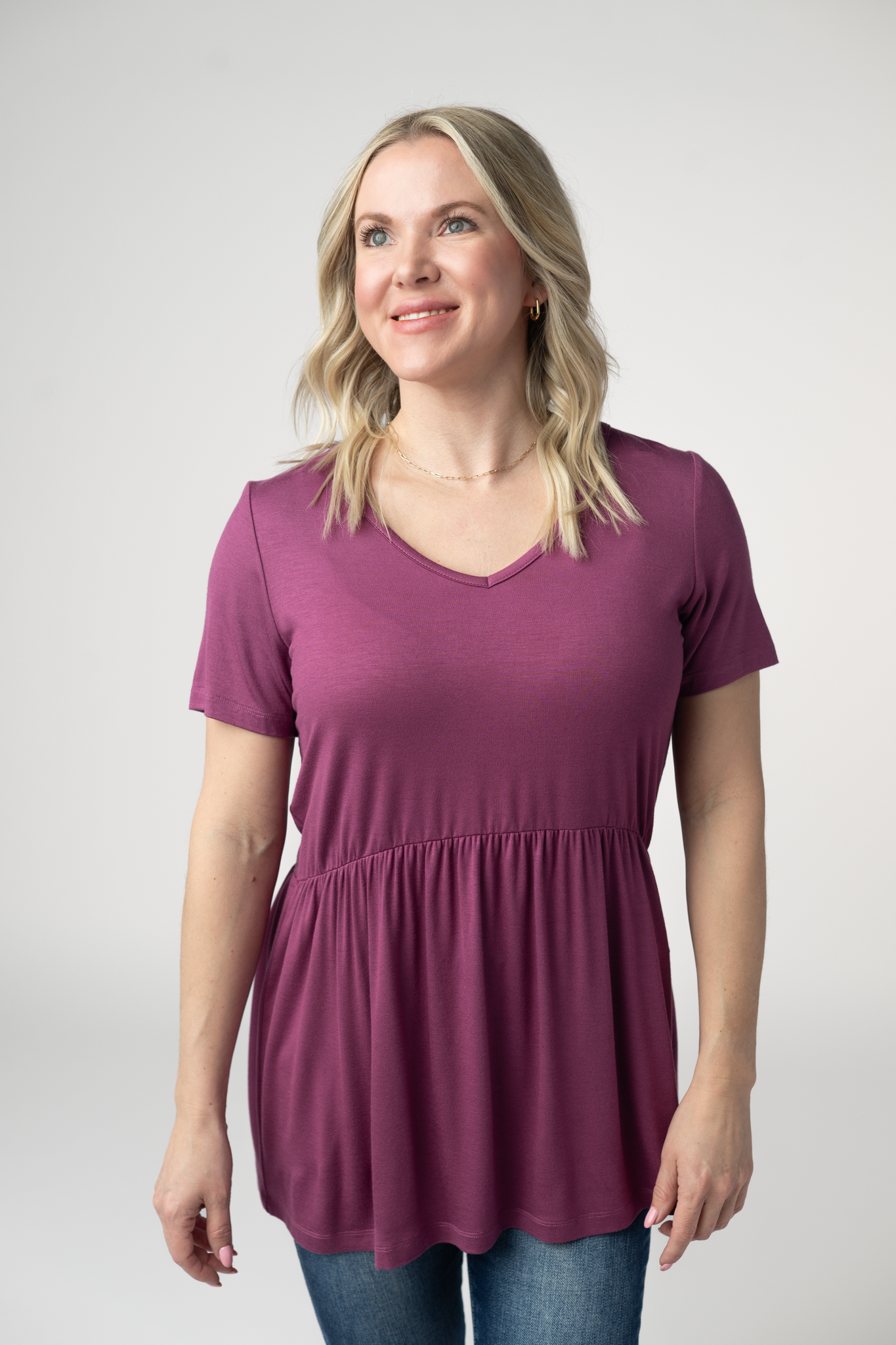 IN STOCK Sarah Ruffle Short Sleeve - Mulberry by Michelle Mae