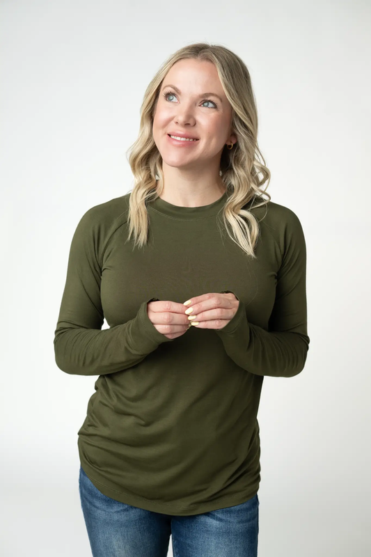 Blair Long Sleeve Top - Dark Olive by Michelle Mae