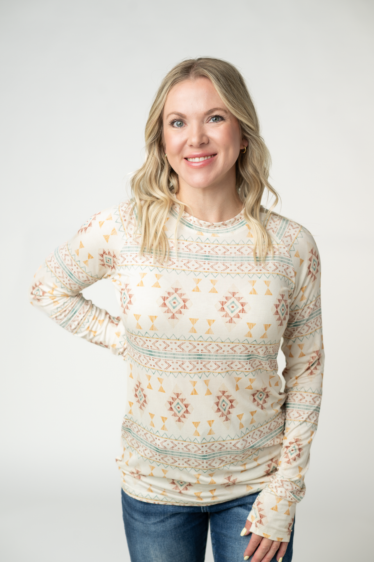 IN STOCK Blair Long Sleeve Top - Desert Geometric by Michelle Mae