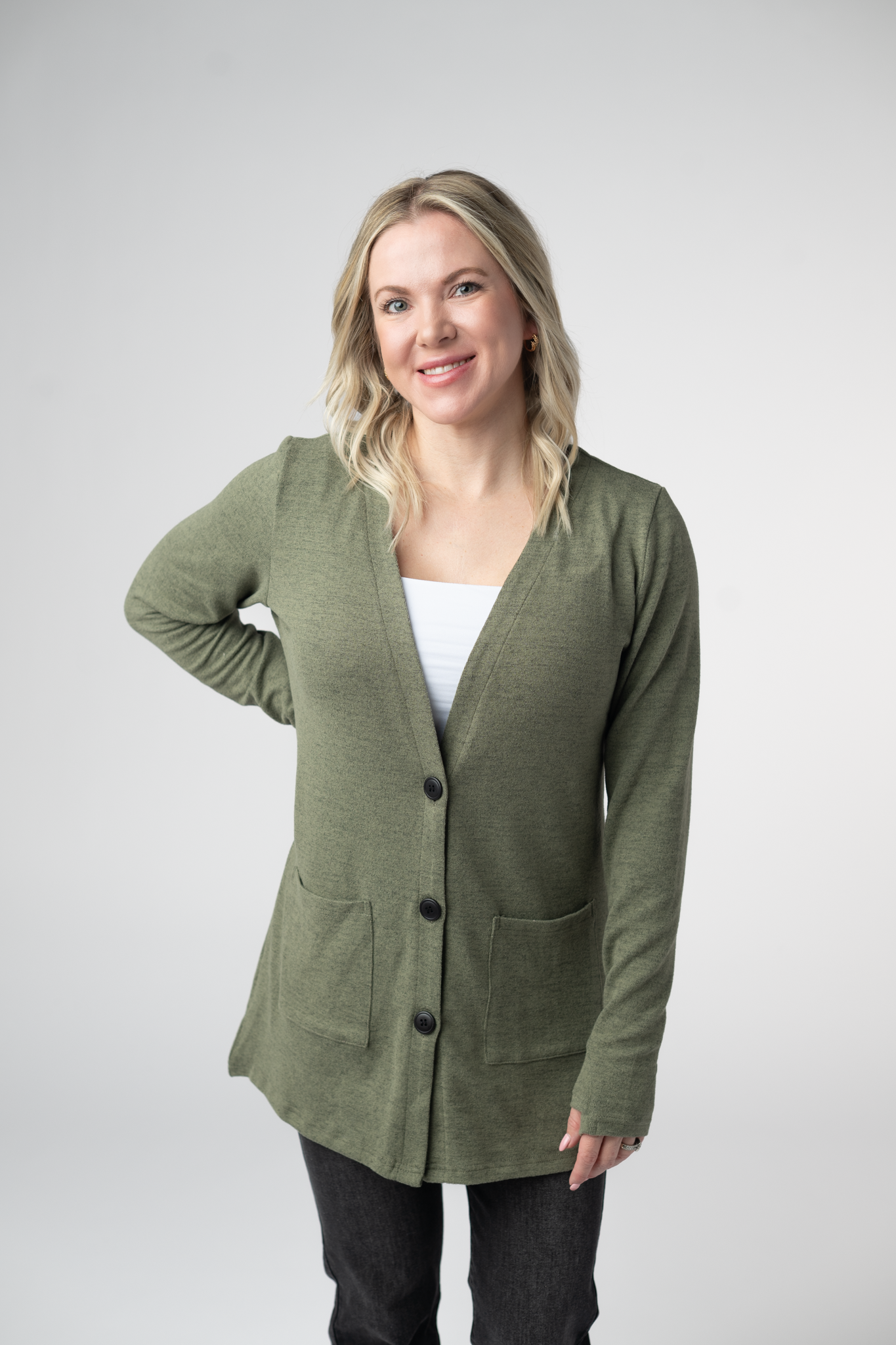 Cori Cardigan - Heathered Olive by Michelle Mae