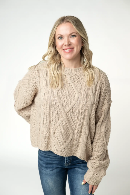 Cable Knit Sweater - Latte by Michelle Mae