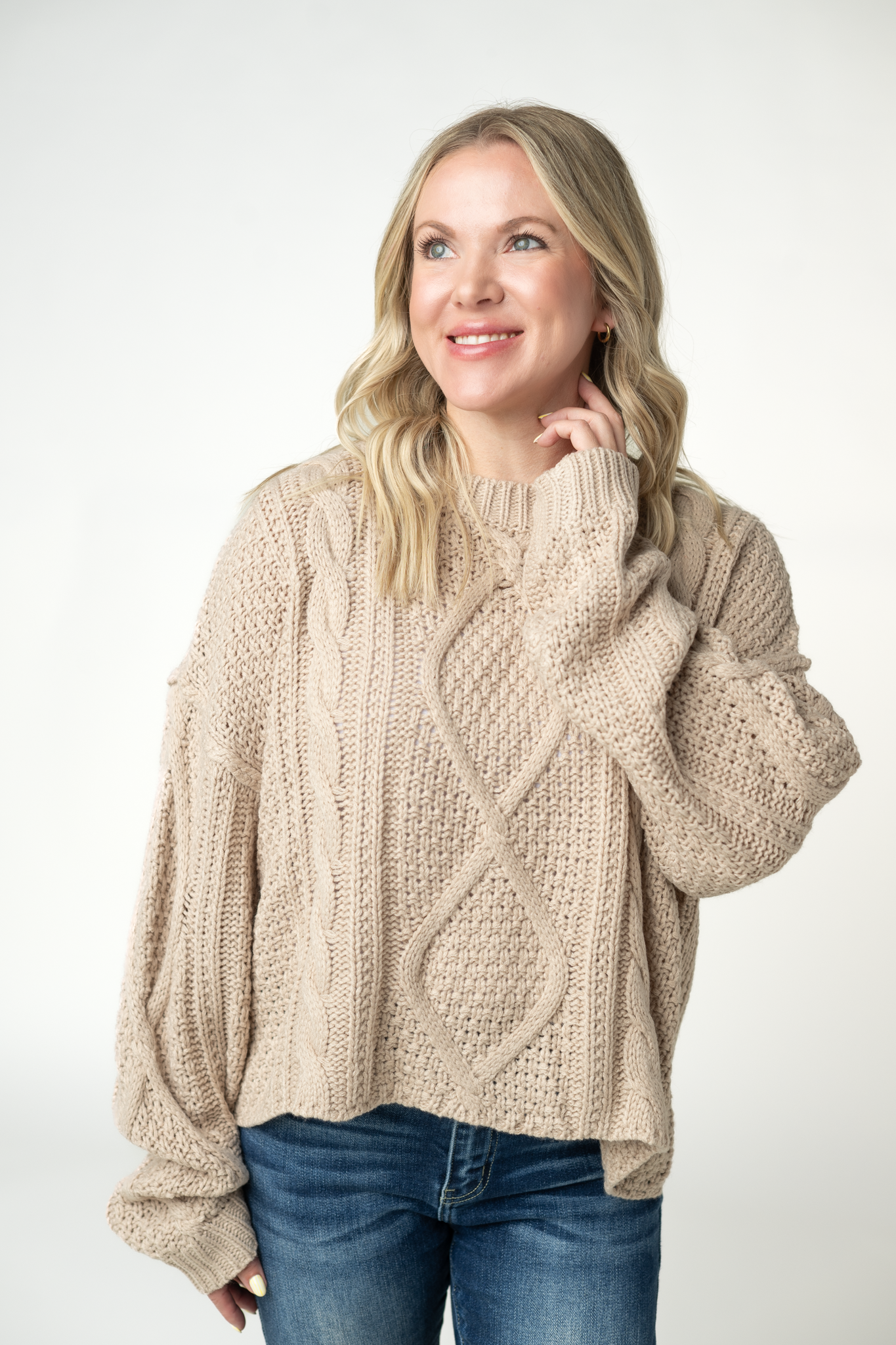IN STOCK Cable Knit Sweater - Latte by Michelle Mae